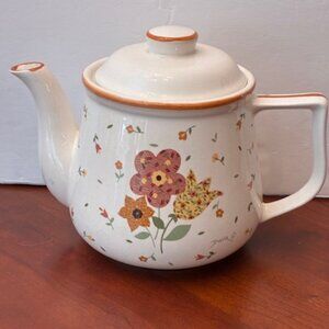 Vintage Davir Floral Crackle Glaze Teapot Retro Ceramic Cottageware Kitchen
